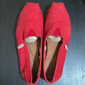 TOMS Vibrant Red Canvas Slip-Ons